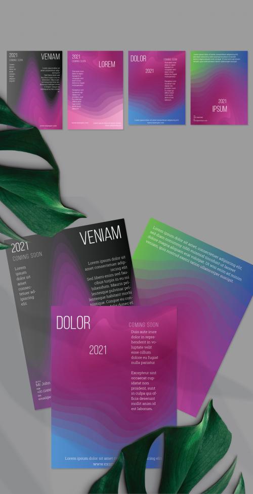 Flyer Layout with Futuristic Wavy Gradient Blend Shapes - 434577619