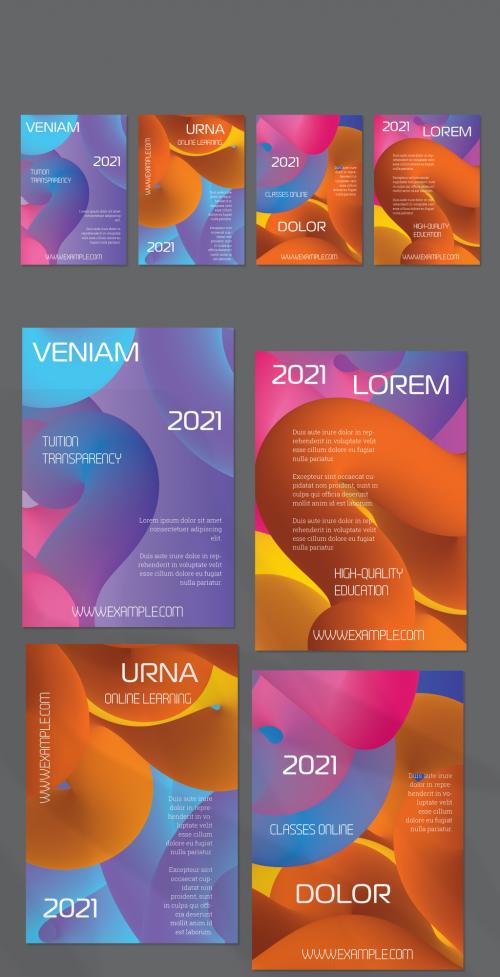 Flyer Layout with Futuristic Wavy Gradient Cloud Shape - 434577629