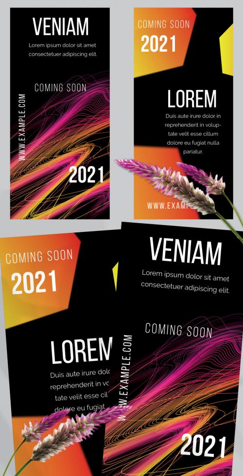 Flyer Layout with Motion Blur and Glowing Abstract Shapes - 434577663