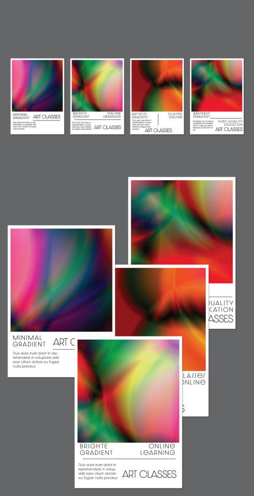 Flyer Layout with Bright Holographic Gradient Picture - 434577707