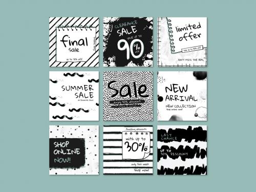 Sale Template with Ink Brush Pattern Set - 434788470