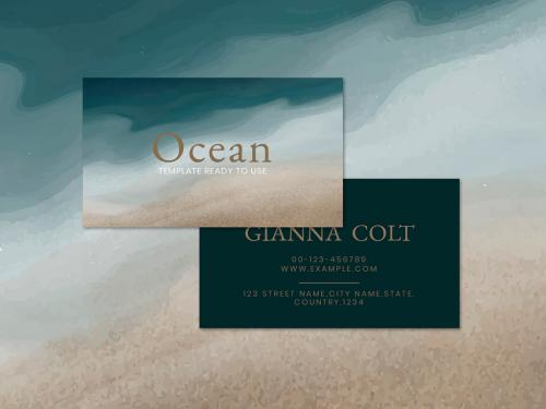 Business Card Template with Ocean Beige Background - 434798537