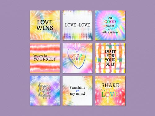 Inspirational Quote Template for Social Media with Colorful Tie Dye - 434799355