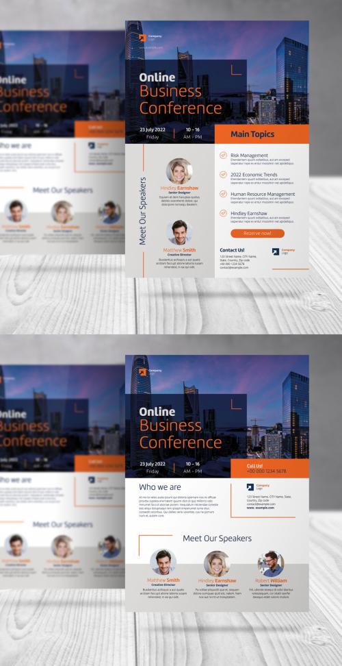 Online Event Business Flyer with Blue and Orange Accents - 435497730