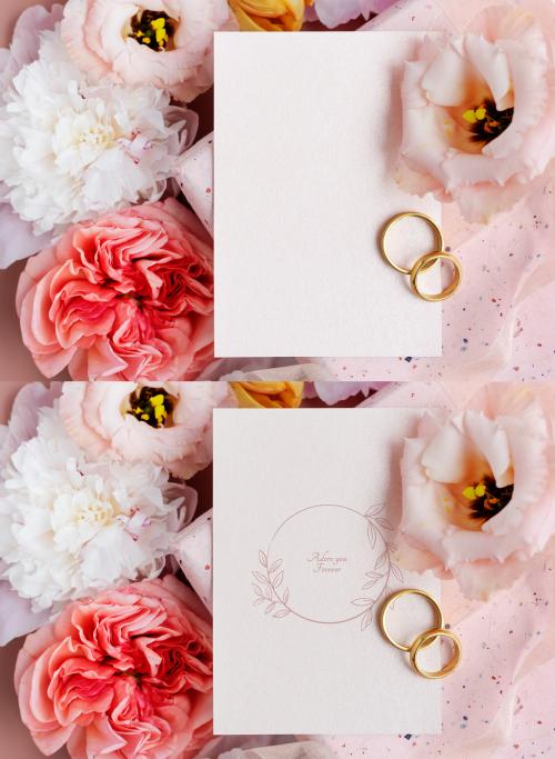 Blank Floral Wedding Card Mockup - 435655163