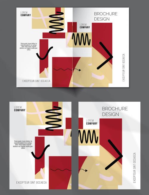 Brochure Cover Layout Geometric Shapes and Abstract Bright Rectangles on White - 435658352