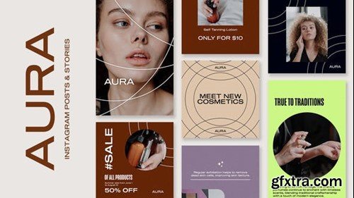 Videohive AURA - BEAUTY INSTAGRAM POSTS & STORIES PACK 50797688