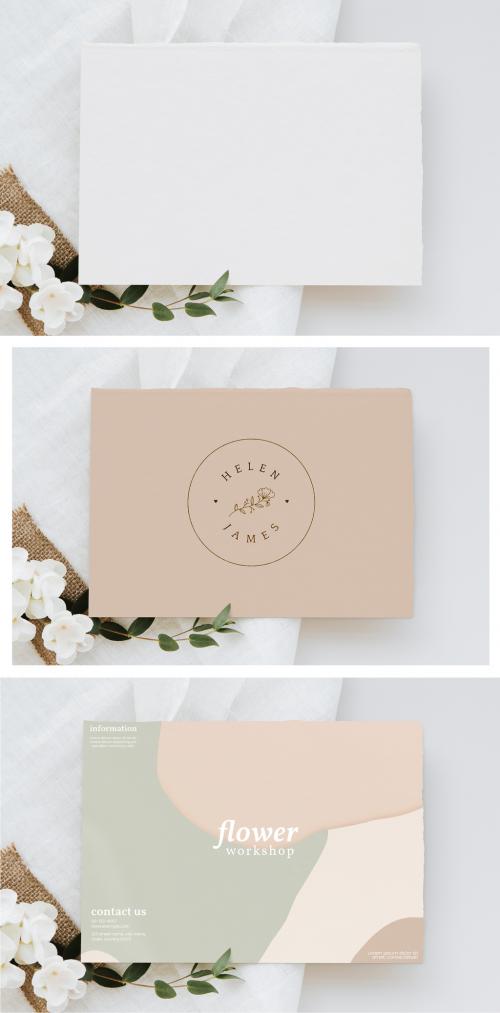 Botanical Wedding Invitation Card Mockup - 435683884