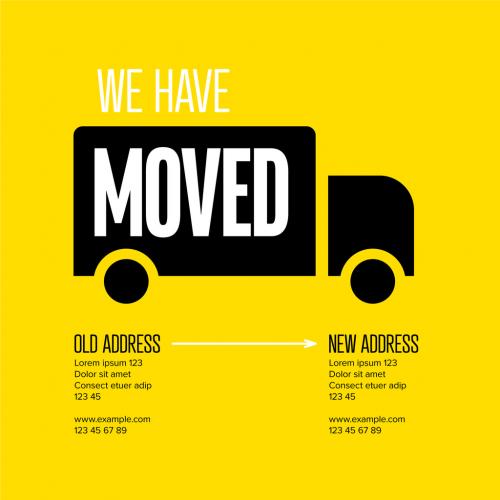 We Have Moved Minimalistic Yellow Banner Layout - 435911304