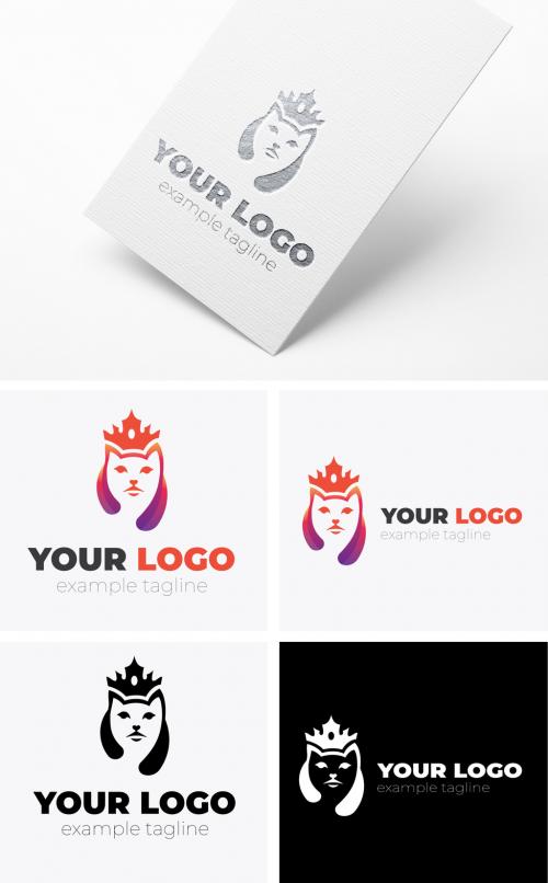Abstract Cat King Color Logo Design - 435915272