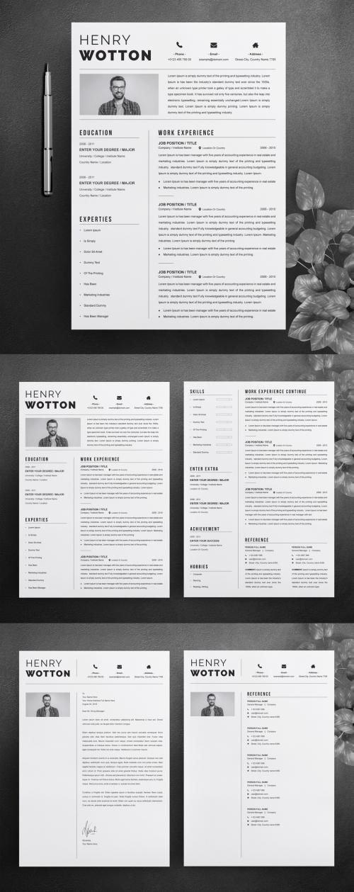 Black and White Minimalist Creative Resume Layout - 436223819