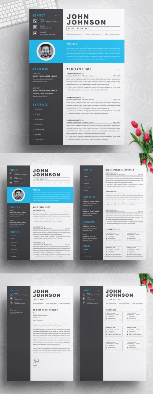 Creative Resume Layout with Photo - 436223834