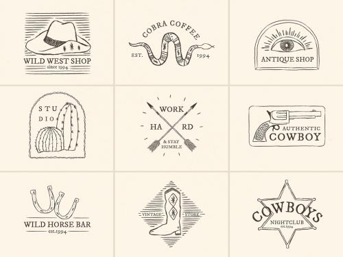 Cowboy Themed Logo Design Collection - 436243112