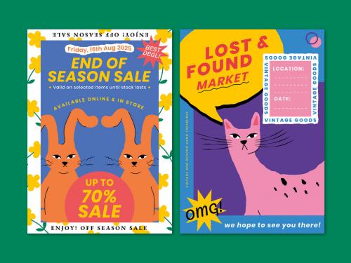 Editable Sale Poster Layout with Cute Animal - 436243247