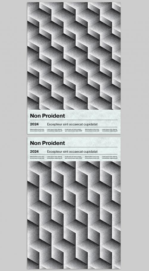 Isometric Cube Pattern Poster Design Layout with Stipple Effect - 436883927