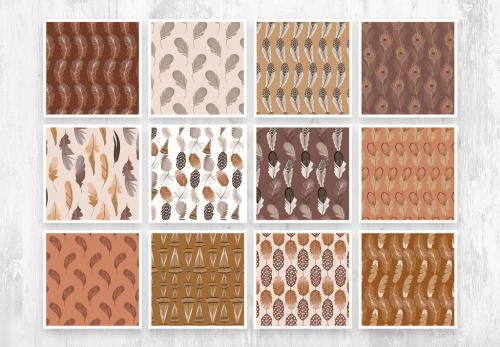 Seamless Feather Pattern with Brown theme - 436886292