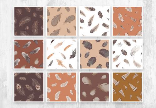 Seamless Feather Pattern with Brown theme - 436886310