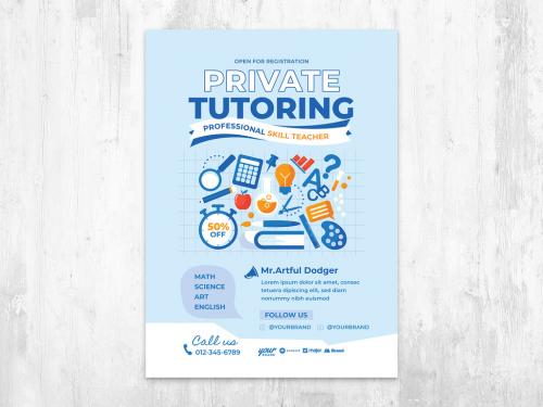 E-Learning Flyer for Private Tutoring Online - 436886313