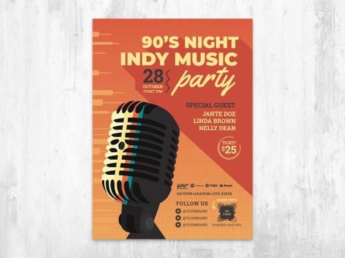 Indy Indie Music Festival Flyer with Vintage Microphone - 436889938