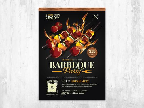 BBQ Barbecue Cookout Poster with Grilled Food - 436892171