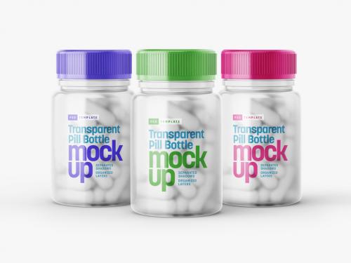 Transparent Pill Bottle Mockup - 436906460