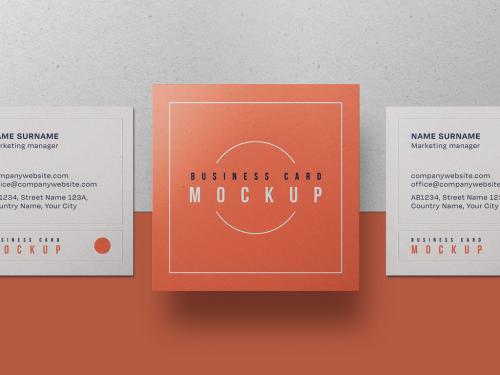 Square Business Cards Mockup - 436907010