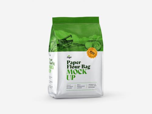 Paper Flour Bag Mockup, Pouch Packaging - 436910551