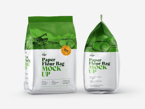 Paper Flour Bags Mockup, Pouch Packaging - 436910697