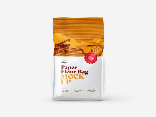 Paper Flour Bag Mockup, Pouch Packaging - 436910886