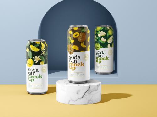 500ML Soda Cans Mockup - 436917261