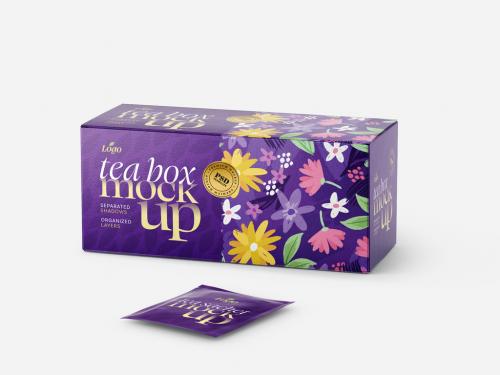 Tea Box and Tea Bag Mockup - 436918567