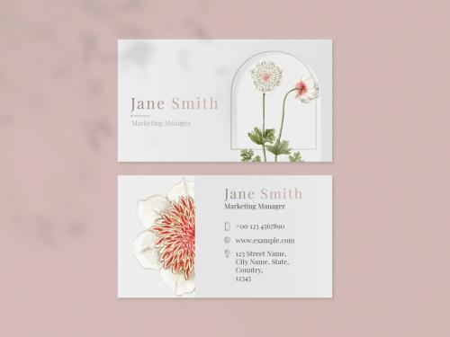 Business Card Layout for Beauty Brand with Flowers - 437075358