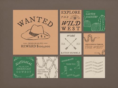 Cowboy themed Social Media Layout Set - 437075370