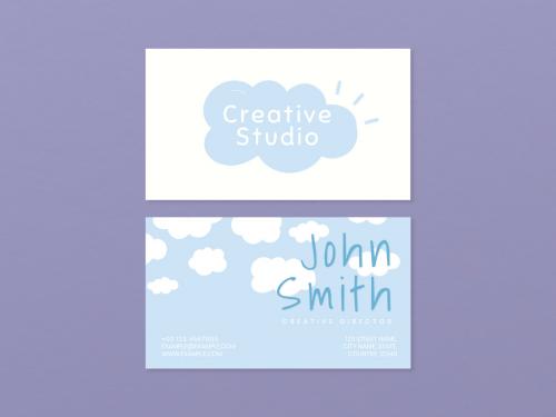 Editable Name Card Layout in Clouds and Sky Pattern - 437075392