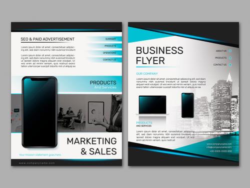 Foldable Business Flyer Layout - 437075404