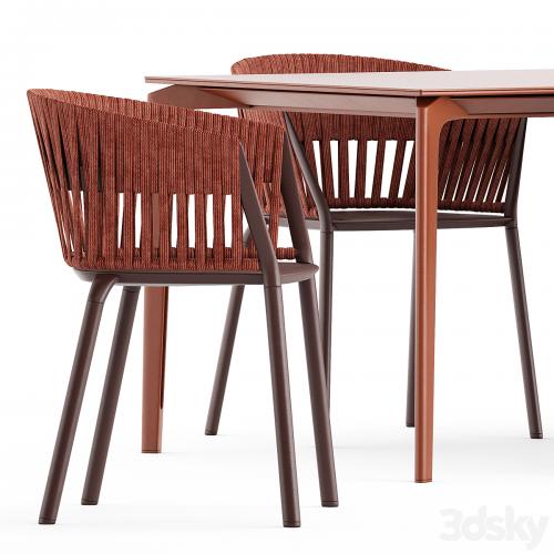 AllSize table and Ria Dining armchair with woven rope by Fast