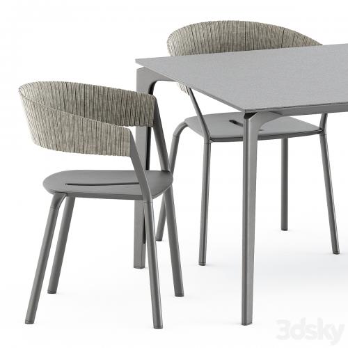 AllSize table and Ria Dining armchair with woven rope by Fast