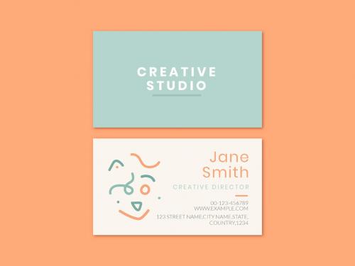 Name Card Layout in Memphis Pattern - 437075417