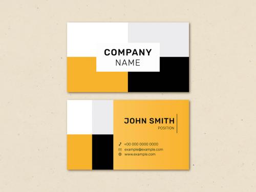 Vibrant Business Card Layout in Yellow - 437075427