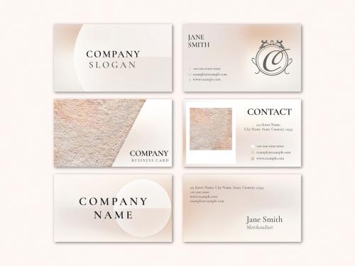 Business Card Layout with Beige Color - 437104557