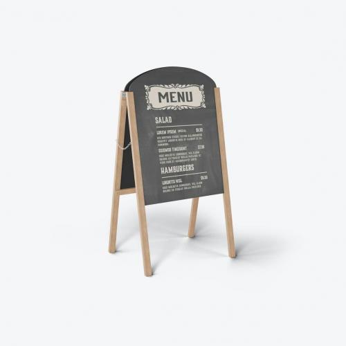 Wooden Restaurant Menu Board Mockup