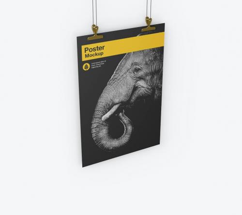 Isolated Vertical Hanging Poster Mockup