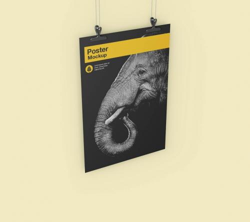 Isolated Vertical Hanging Poster Mockup