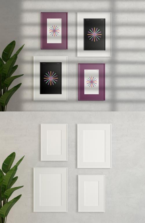 Four Rectangular Frames Mockup - 437258392