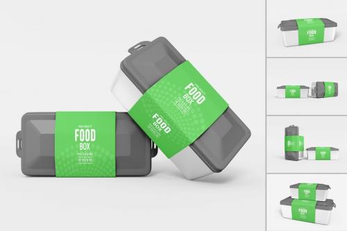 Food Box with Sleeve Packaging Mockup Set