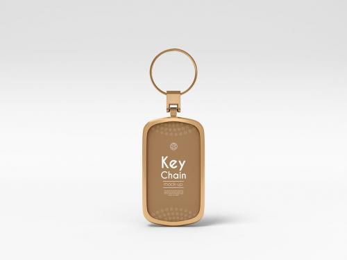 Leather Keychain with Metal Border Branding Mockup