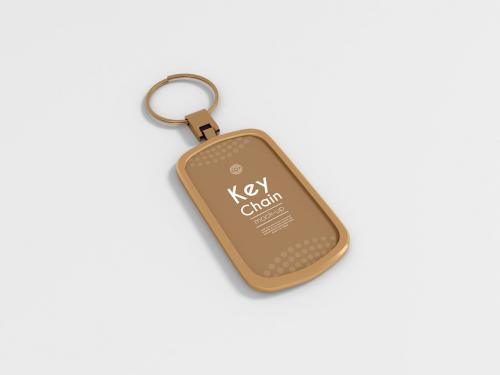 Leather Keychain with Metal Border Branding Mockup