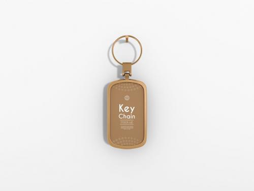 Leather Keychain with Metal Border Branding Mockup