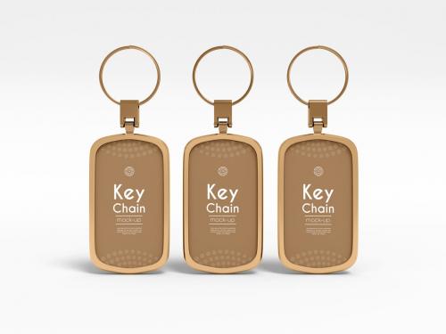 Leather Keychain with Metal Border Branding Mockup