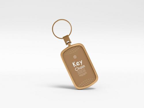 Leather Keychain with Metal Border Branding Mockup